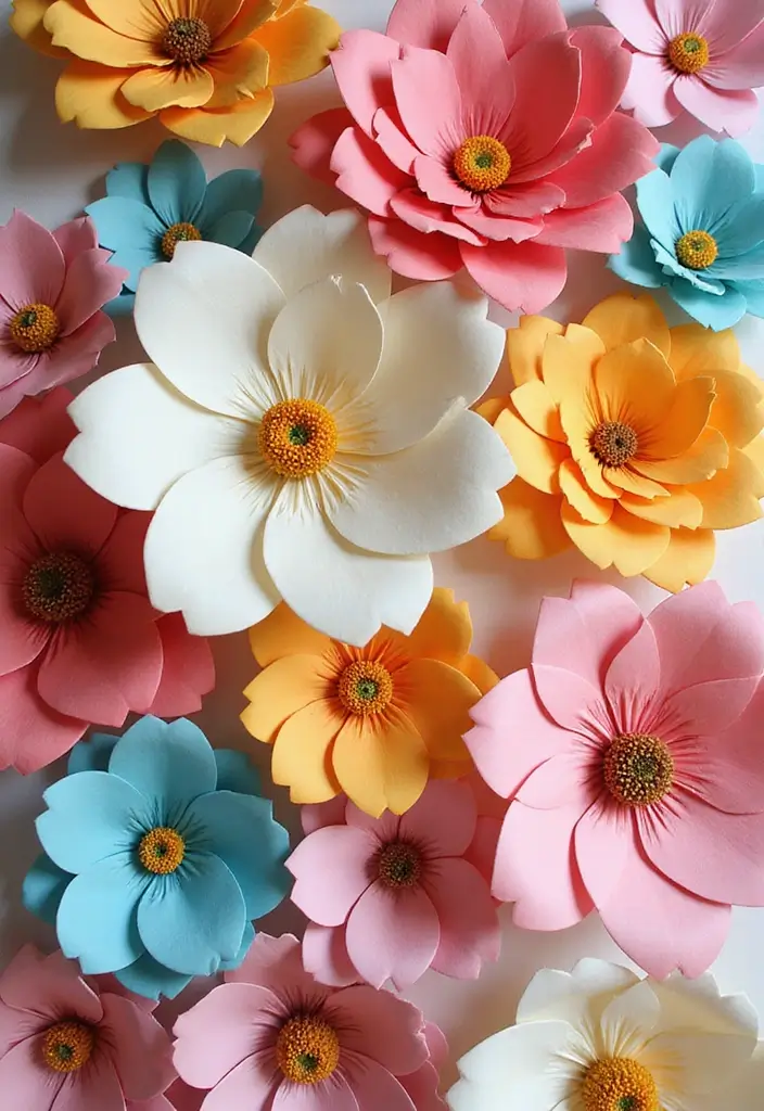 29 Paper Flower Decoration Ideas That Bring Color and Beauty to Any Space - 14. Beautiful Paper Flower Wall Murals