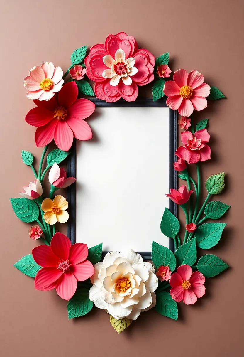 29 Paper Flower Decoration Ideas That Bring Color and Beauty to Any Space - 20. Elegant Paper Flower Photo Frames