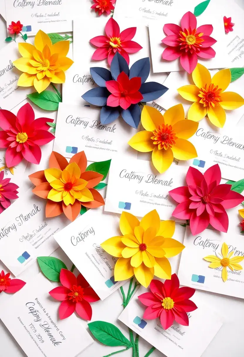 29 Paper Flower Decoration Ideas That Bring Color and Beauty to Any Space - 21. Creative Paper Flower Business Cards