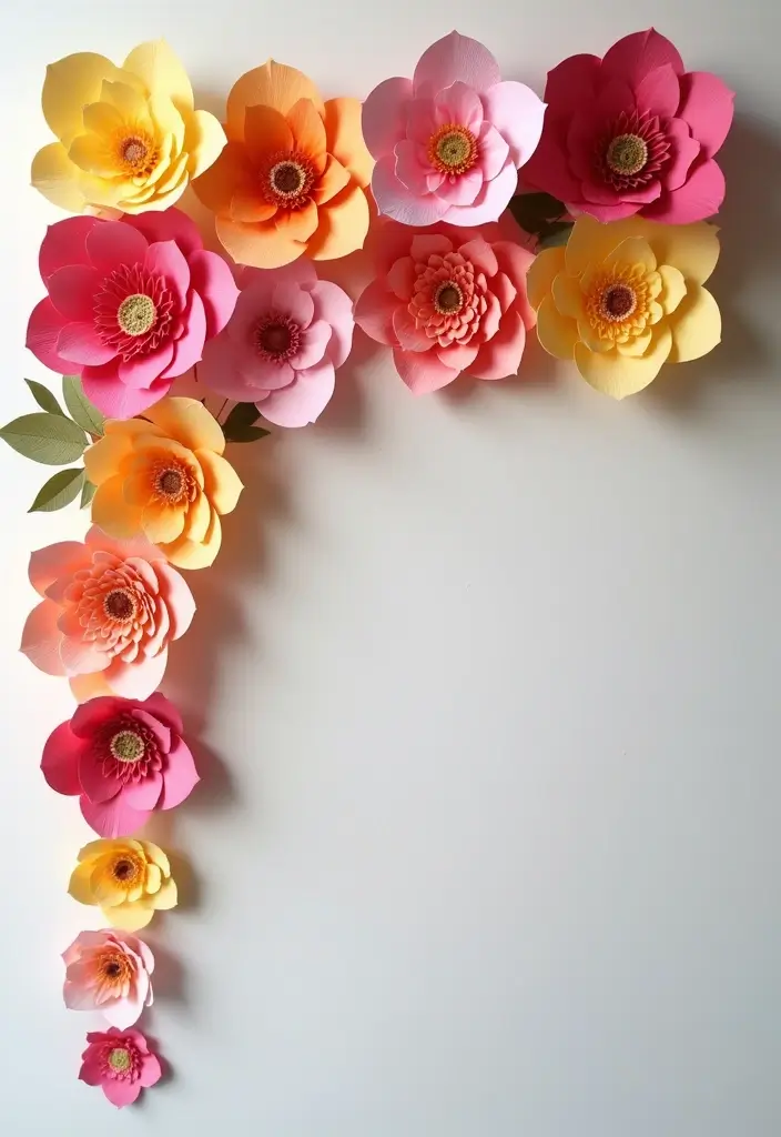 29 Paper Flower Decoration Ideas That Bring Color and Beauty to Any Space - 3. DIY Flower Wall Art