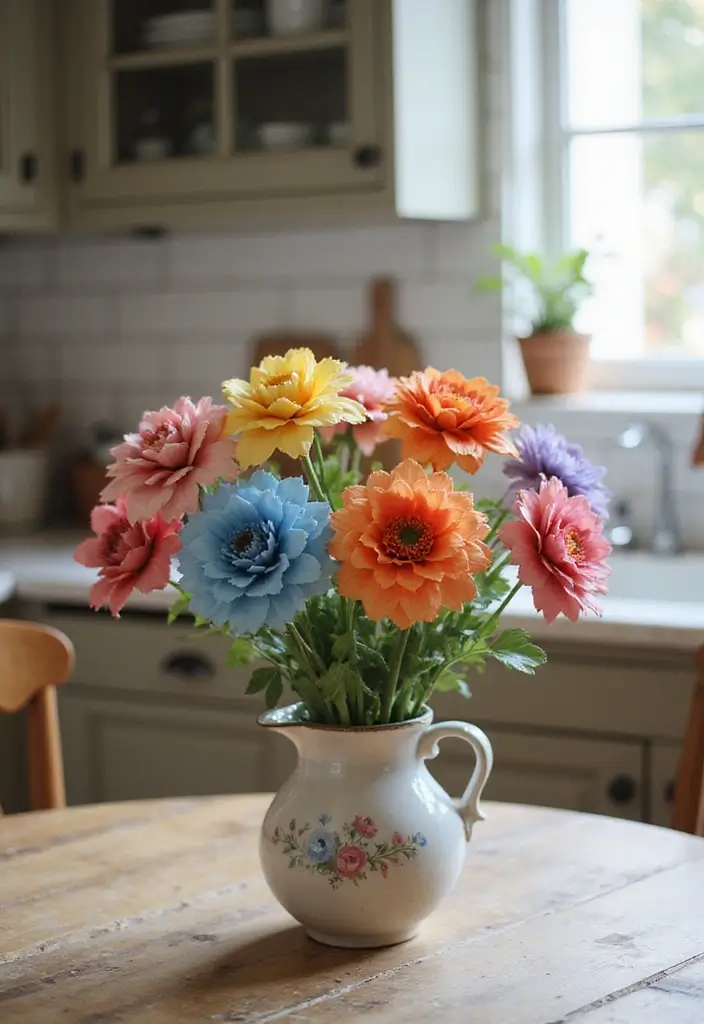 29 Paper Flower Decoration Ideas That Bring Color and Beauty to Any Space - 5. Charming Paper Flower Bouquets