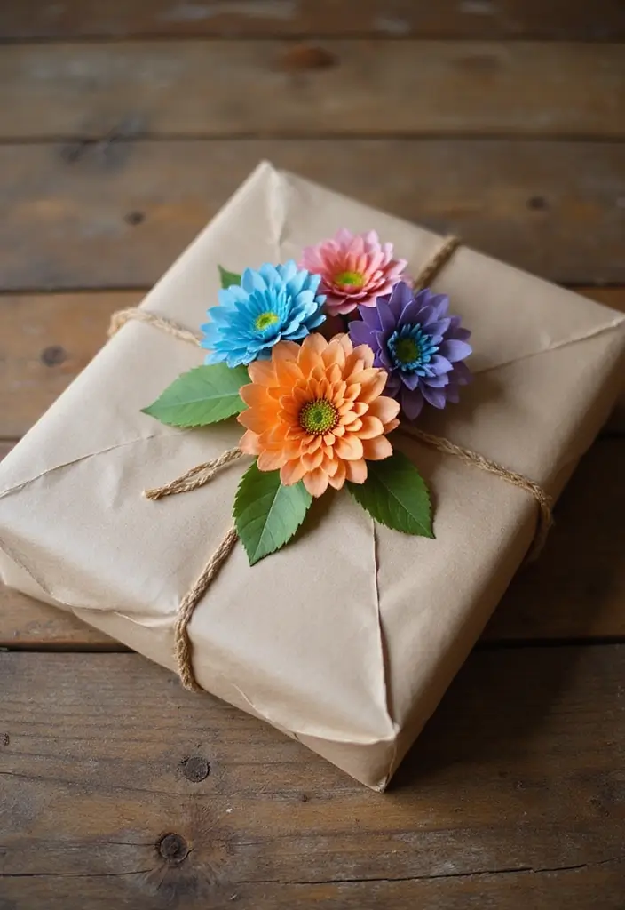 29 Paper Flower Decoration Ideas That Bring Color and Beauty to Any Space - 7. Colorful Paper Flower Gift Wrapping