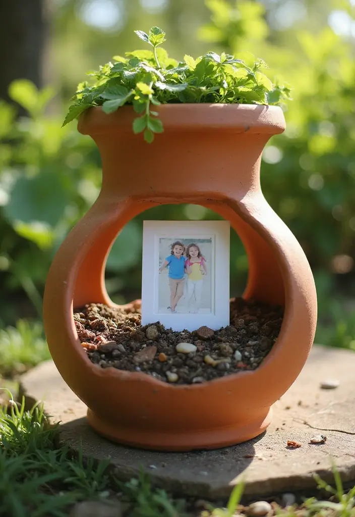 29 Photo Frame Craft Ideas That Personalize Memories Beautifully - 1. Terracotta Pot Frame