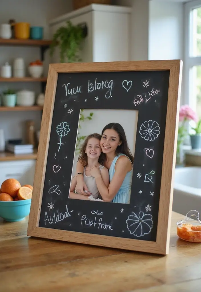 29 Photo Frame Craft Ideas That Personalize Memories Beautifully - 12. Chalkboard Frame