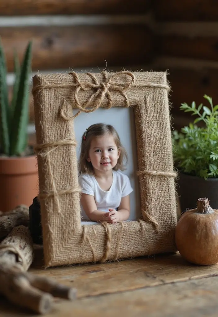 29 Photo Frame Craft Ideas That Personalize Memories Beautifully - 15. Twine-Wrapped Frame