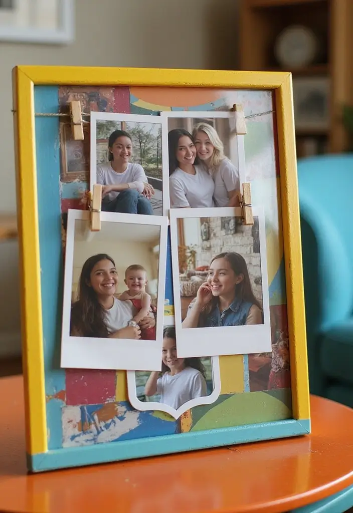 29 Photo Frame Craft Ideas That Personalize Memories Beautifully - 17. Clothespin Frame