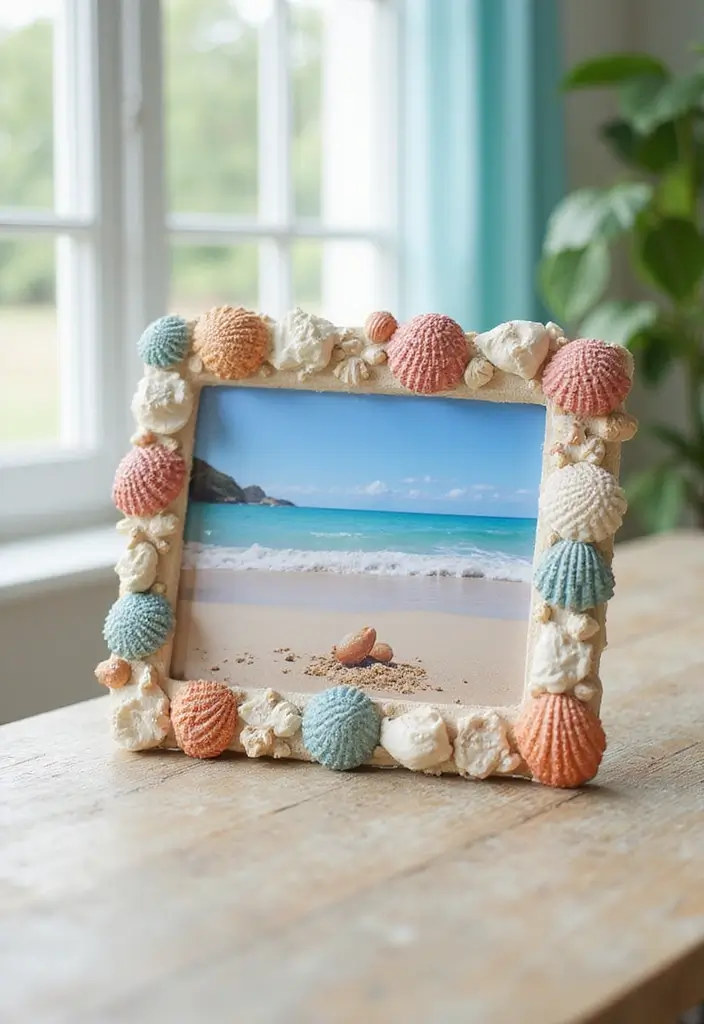 29 Photo Frame Craft Ideas That Personalize Memories Beautifully - 19. Sea Shell Frame