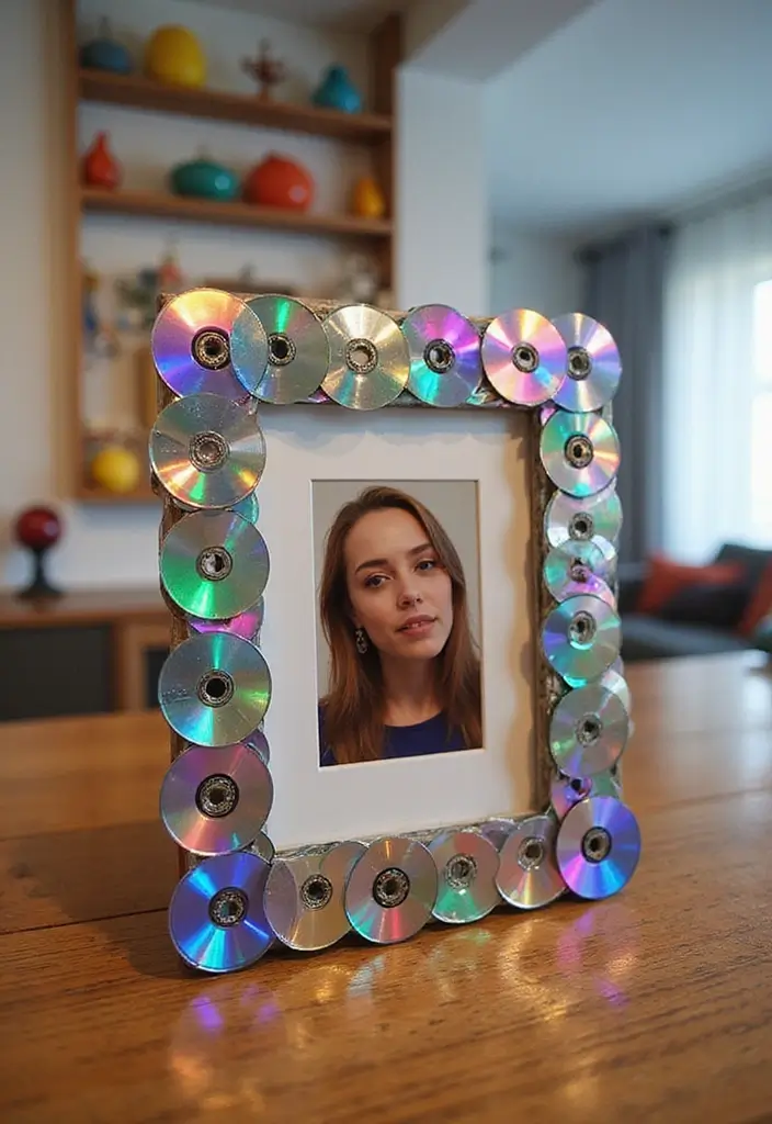 29 Photo Frame Craft Ideas That Personalize Memories Beautifully - 3. Recycled CD Frame
