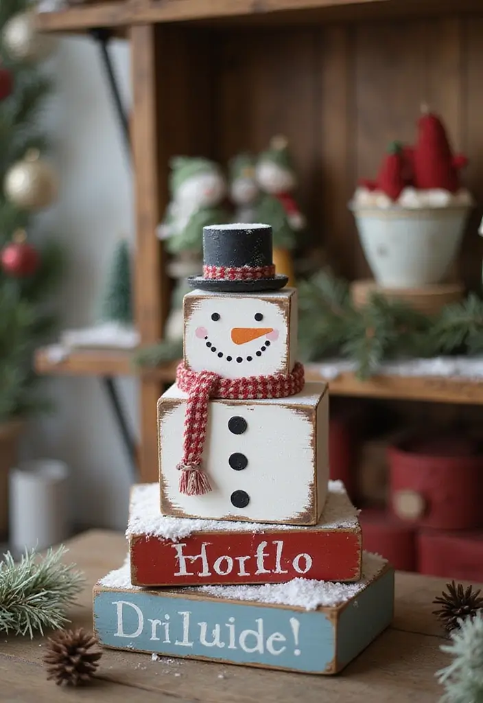29 Snowman Craft Ideas That Are Fun, Festive, and Cute - 10. DIY Snowman Blocks