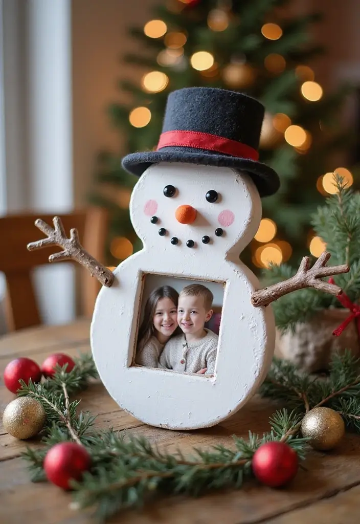 29 Snowman Craft Ideas That Are Fun, Festive, and Cute - 11. Snowman Photo Frame