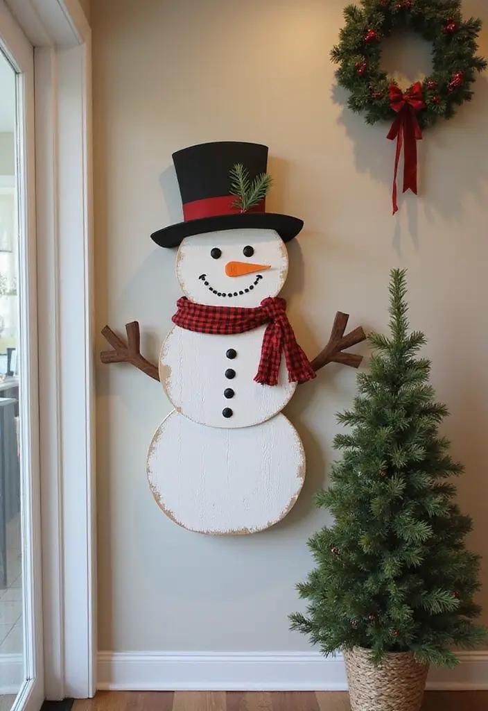 29 Snowman Craft Ideas That Are Fun, Festive, and Cute - 17. Snowman Wall Hanging