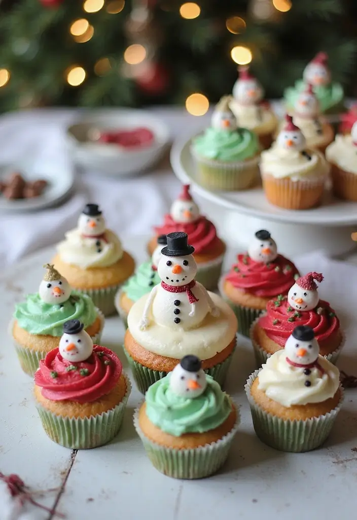 29 Snowman Craft Ideas That Are Fun, Festive, and Cute - 20. Snowman Cupcake Toppers