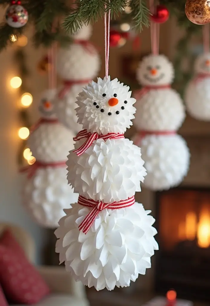 29 Snowman Craft Ideas That Are Fun, Festive, and Cute - 23. Snowman Tissue Paper Puffs