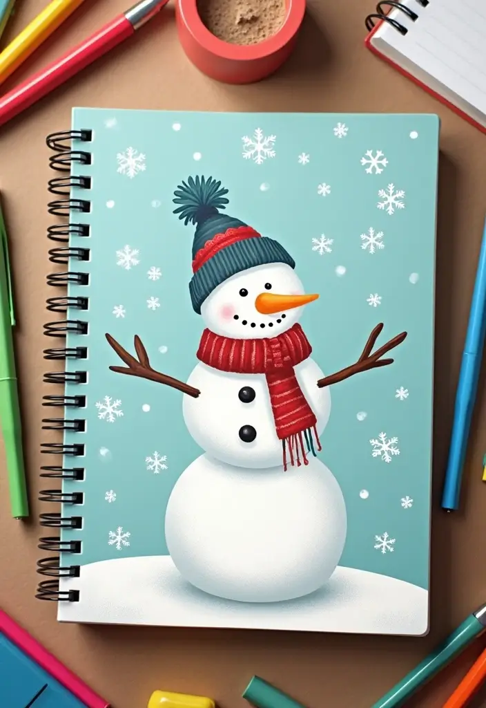 29 Snowman Craft Ideas That Are Fun, Festive, and Cute - 27. Snowman Composition Notebook Cover