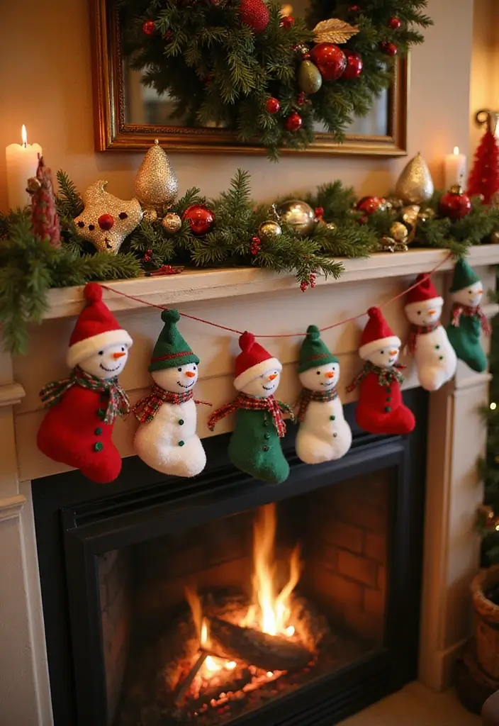 29 Snowman Craft Ideas That Are Fun, Festive, and Cute - 4. Fabric Snowman Garland