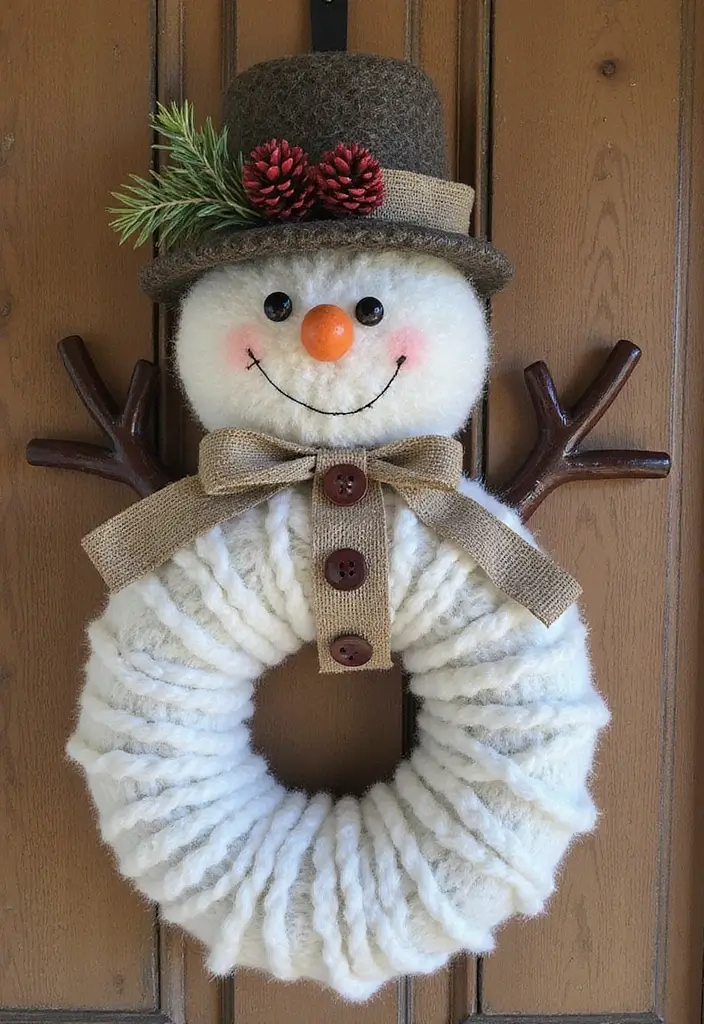 29 Snowman Craft Ideas That Are Fun, Festive, and Cute - 6. Snowman Wreath