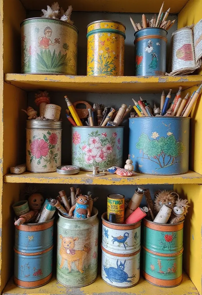 29 Treasure Box Ideas That Keep Special Items Safe and Fun - 10. Vintage Tin Can Treasure Holders