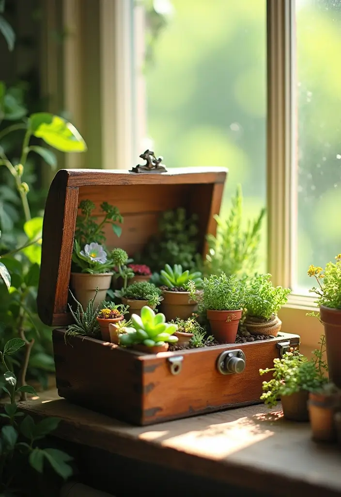 29 Treasure Box Ideas That Keep Special Items Safe and Fun - 13. Miniature Garden Treasure Box