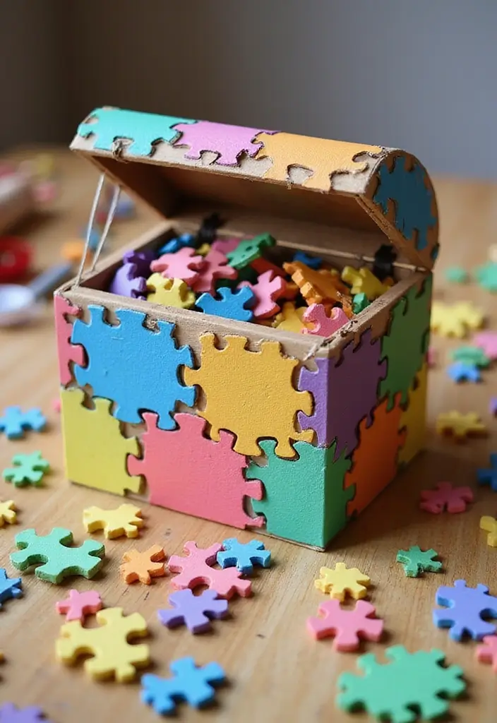 29 Treasure Box Ideas That Keep Special Items Safe and Fun - 7. DIY Puzzle Piece Box