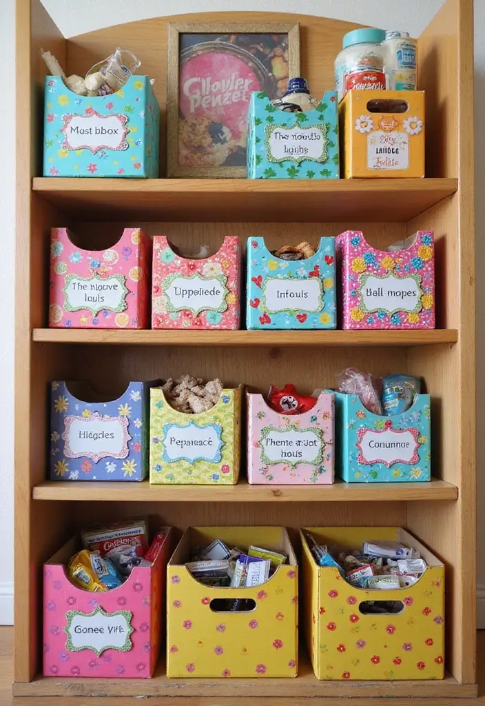 29 Treasure Box Ideas That Keep Special Items Safe and Fun - 9. Decorative Cereal Box Organizer