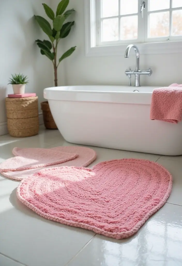 29 Valentines Craft Ideas That Make Gifts Extra Special - 21. DIY Heart-Shaped Bath Mat