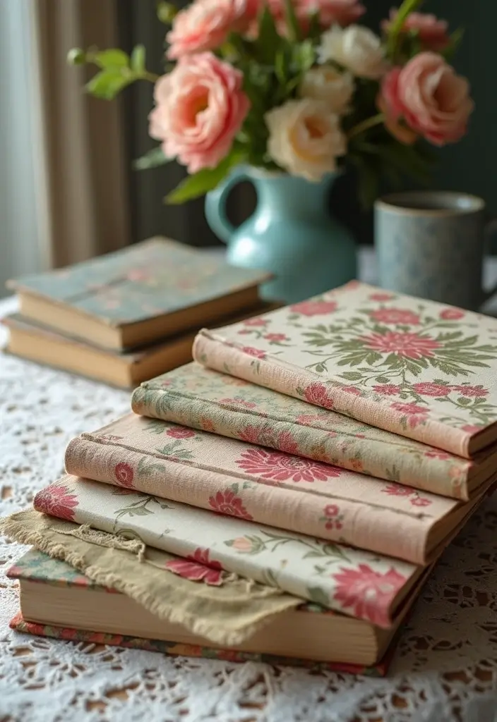 29 Vintage Journal Ideas Simple That Add Classic Style to Your Planning - 2. Floral Fabric Covers