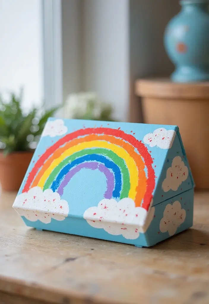 29 Wooden Jewelry Box Painting Ideas That Are Stylish and Personalized - 11. Rainbow Splash