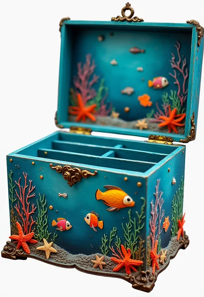 29 Wooden Jewelry Box Painting Ideas That Are Stylish and Personalized - 12. Under the Sea