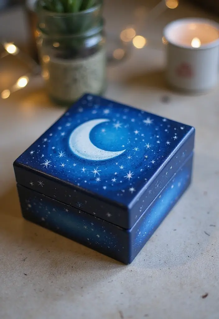 29 Wooden Jewelry Box Painting Ideas That Are Stylish and Personalized - 13. Starry Night
