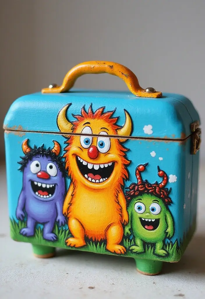 29 Wooden Jewelry Box Painting Ideas That Are Stylish and Personalized - 14. Cute Monsters
