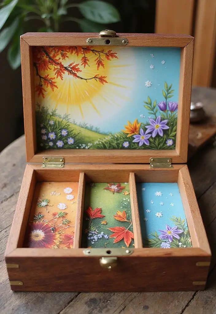 29 Wooden Jewelry Box Painting Ideas That Are Stylish and Personalized - 15. Seasonal Themes