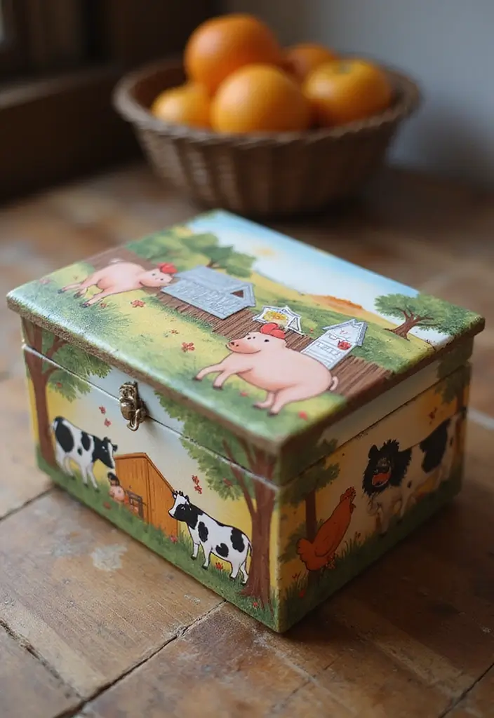 29 Wooden Jewelry Box Painting Ideas That Are Stylish and Personalized - 17. Farmyard Fun