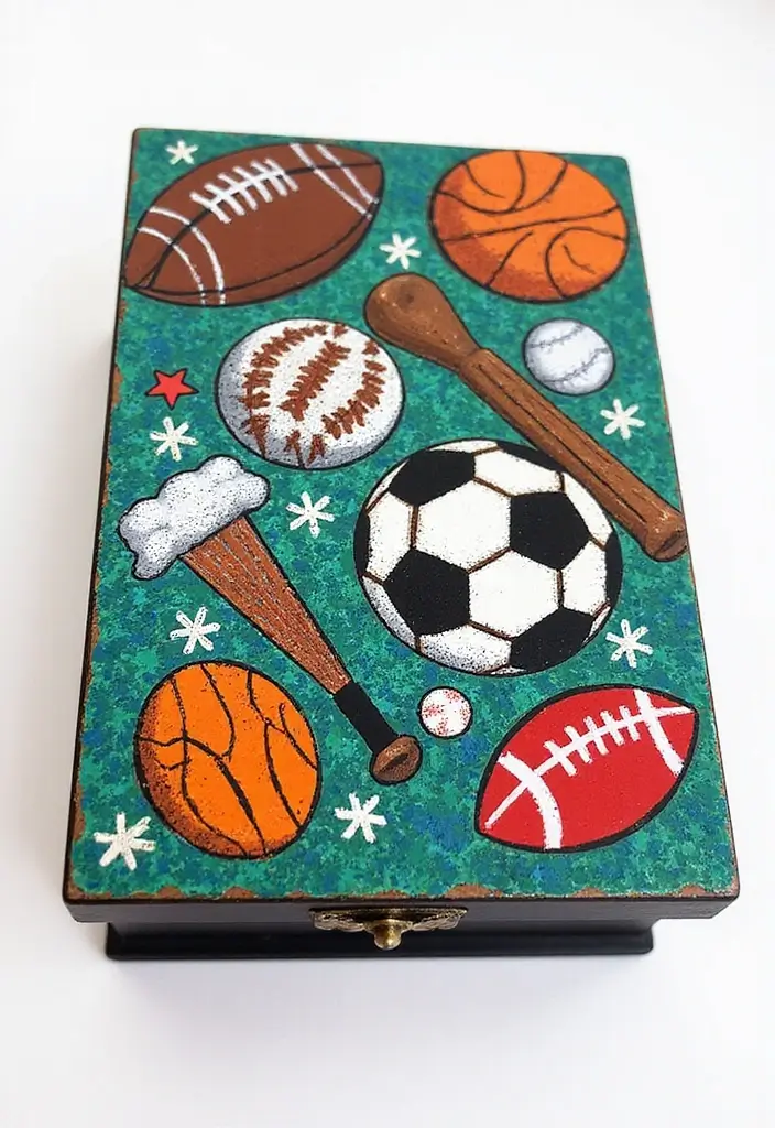 29 Wooden Jewelry Box Painting Ideas That Are Stylish and Personalized - 18. Sports Fanatic