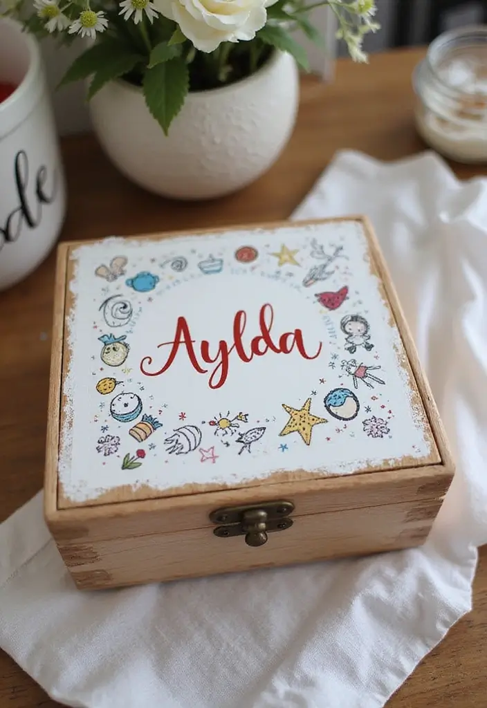 29 Wooden Jewelry Box Painting Ideas That Are Stylish and Personalized - 21. Personalized Name Design
