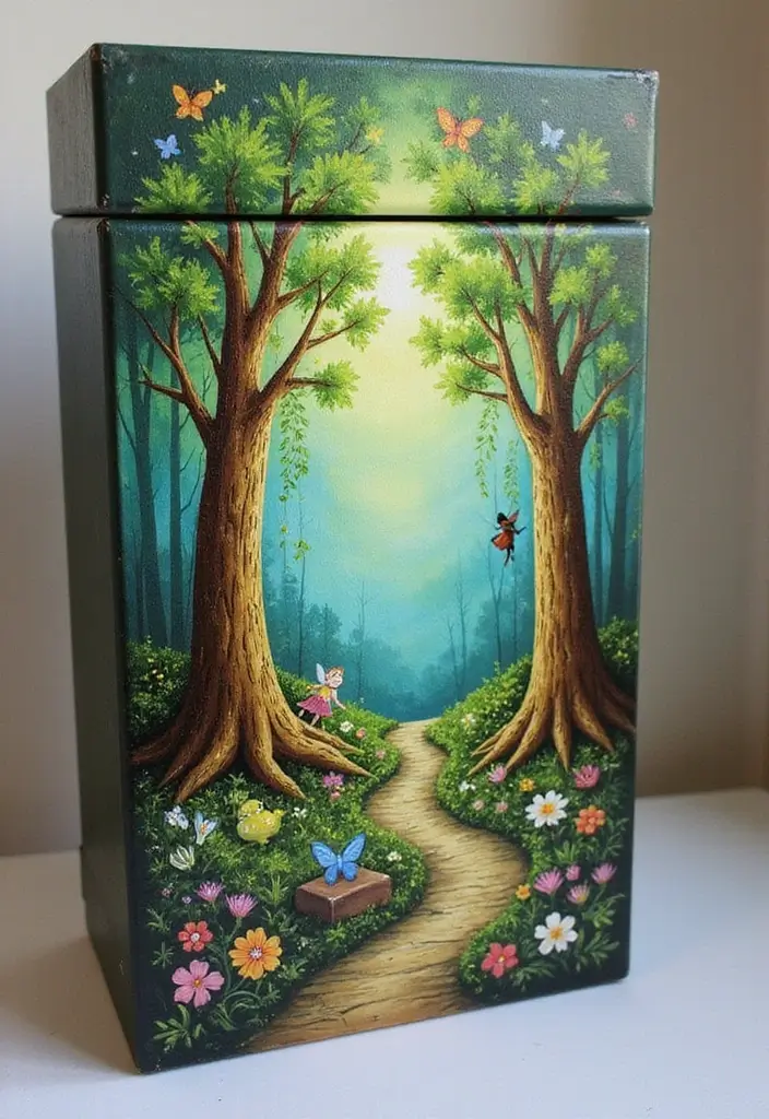 29 Wooden Jewelry Box Painting Ideas That Are Stylish and Personalized - 25. Enchanted Forest