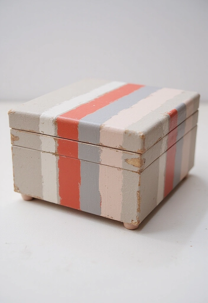 29 Wooden Jewelry Box Painting Ideas That Are Stylish and Personalized - 27. Classic Stripes