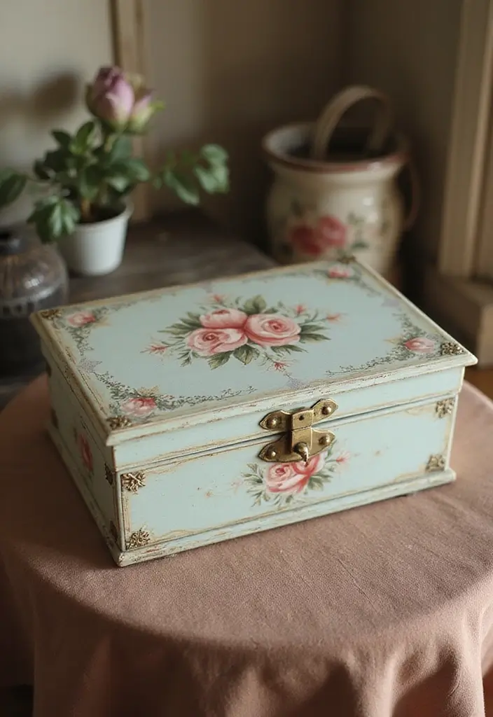 29 Wooden Jewelry Box Painting Ideas That Are Stylish and Personalized - 5. Vintage Floral Elegance