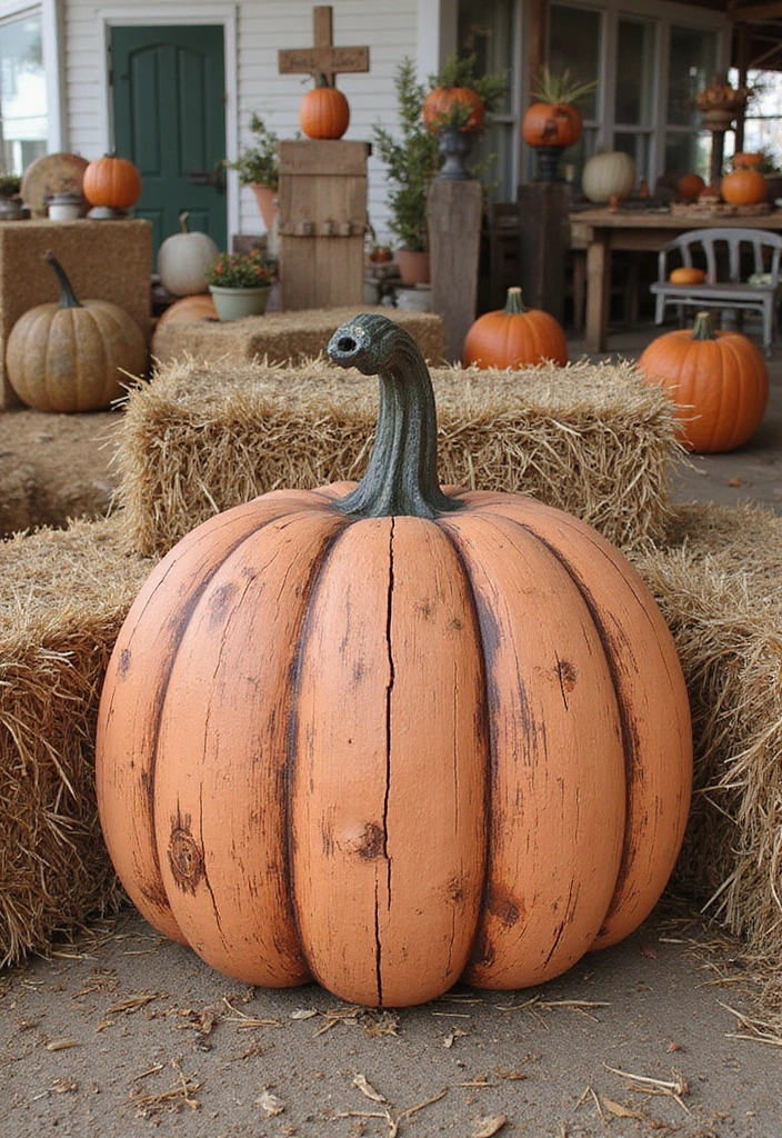 29 Wooden Pumpkin Painting Ideas That Add Rustic Charm to Your Home - 14. Rustic Barnwood Pumpkin