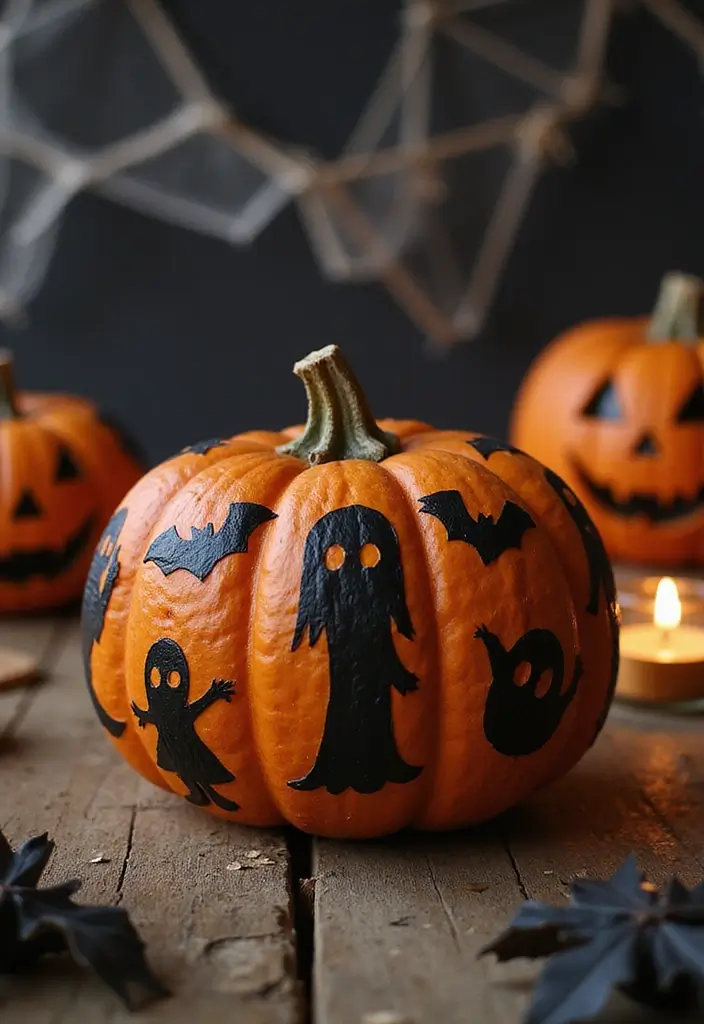 29 Wooden Pumpkin Painting Ideas That Add Rustic Charm to Your Home - 22. Halloween-Themed Pumpkin