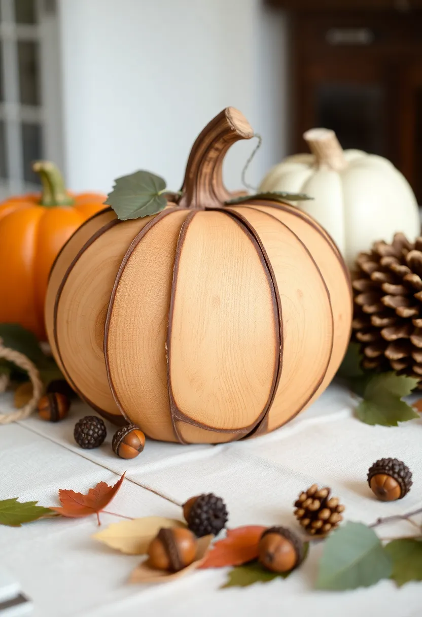 29 Wooden Pumpkin Painting Ideas That Add Rustic Charm to Your Home - 25. Rustic Wood Slice Pumpkin