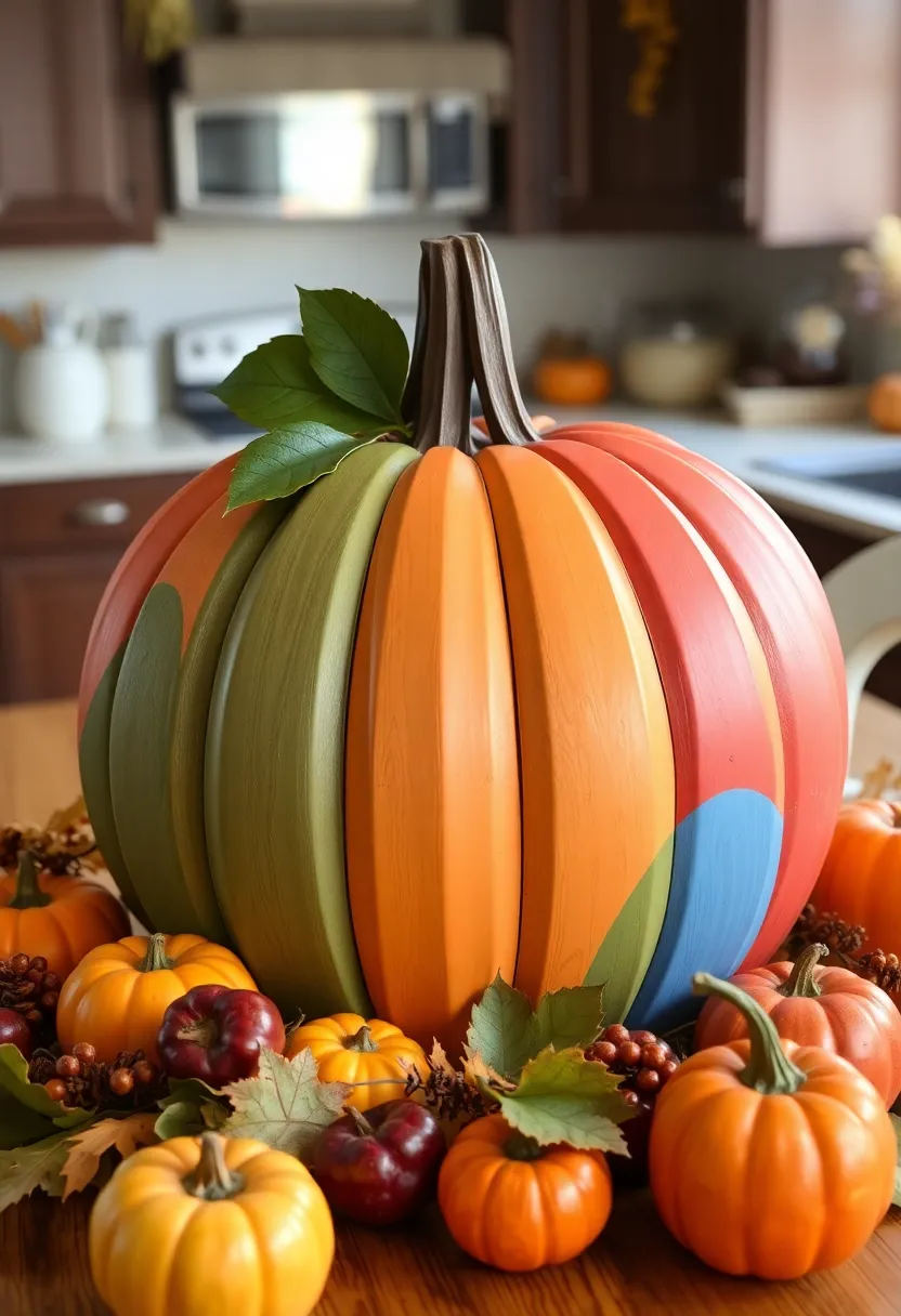 29 Wooden Pumpkin Painting Ideas That Add Rustic Charm to Your Home - 28. Seasonal Fruit Pumpkin