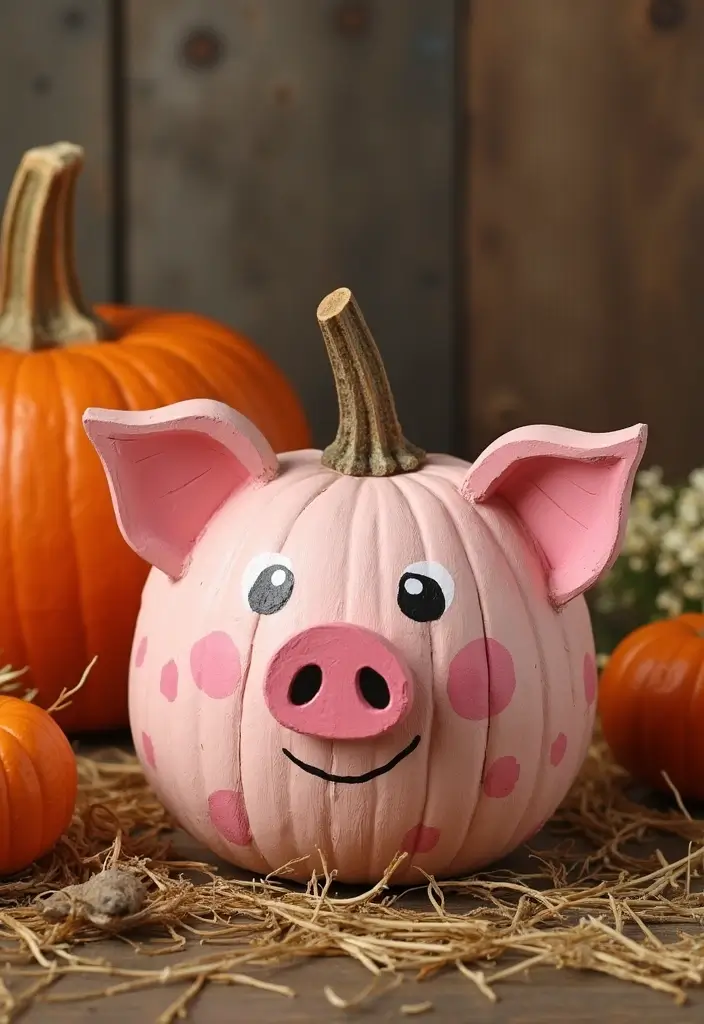 29 Wooden Pumpkin Painting Ideas That Add Rustic Charm to Your Home - 9. Farm Animal Pumpkin