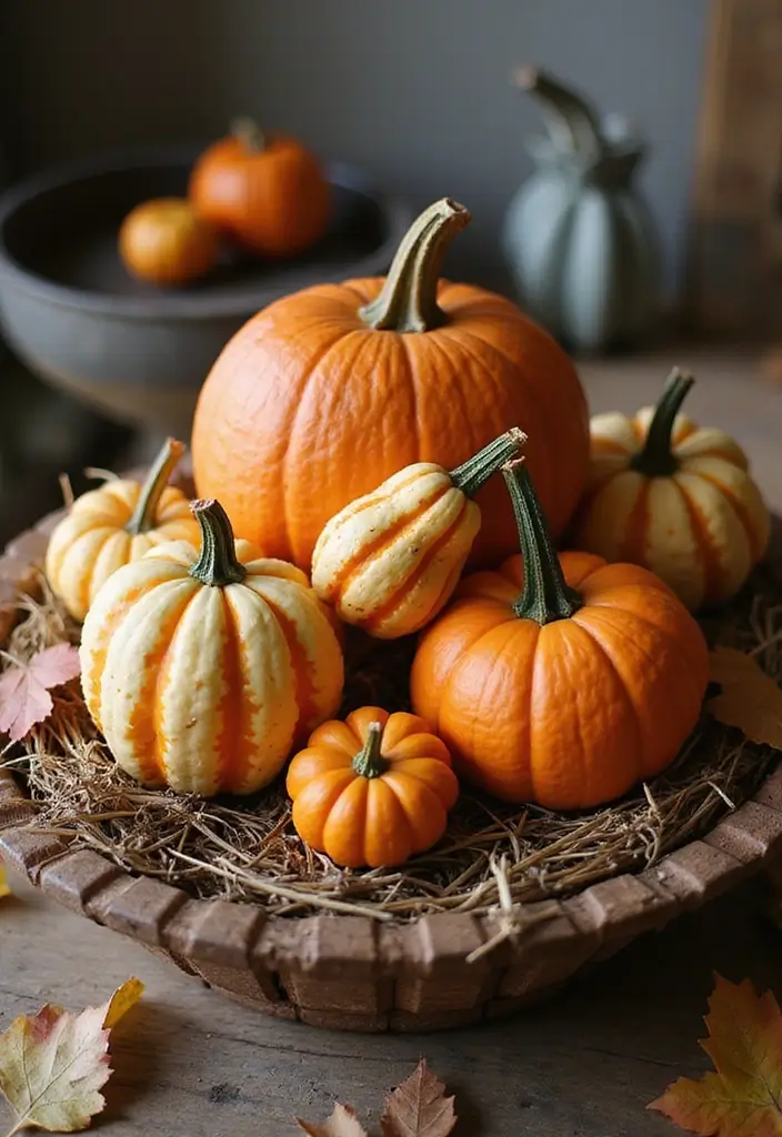30+ Autumn Craft Ideas For Adults That Make Cozy Seasonal Decor 100 30+ Autumn Craft Ideas For Adults That Make Cozy Seasonal Decor - 18. Pumpkin and Gourd Display