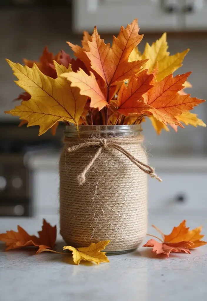 30+ Autumn Craft Ideas For Adults That Make Cozy Seasonal Decor 148 30+ Autumn Craft Ideas For Adults That Make Cozy Seasonal Decor - 26. Leafy Mason Jar Holders