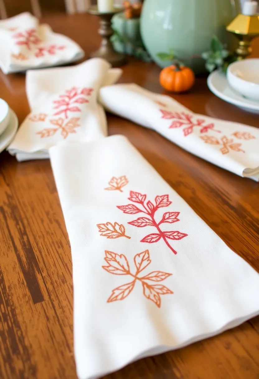 30+ Autumn Craft Ideas For Adults That Make Cozy Seasonal Decor 155 30+ Autumn Craft Ideas For Adults That Make Cozy Seasonal Decor - 27. Fall Leaf Stamped Napkins
