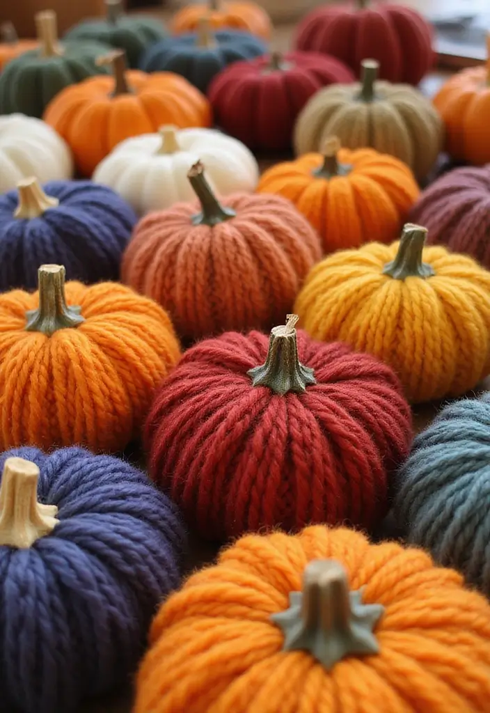 30+ Autumn Craft Ideas For Adults That Make Cozy Seasonal Decor 40 30+ Autumn Craft Ideas For Adults That Make Cozy Seasonal Decor - 8. Yarn-Wrapped Pumpkins