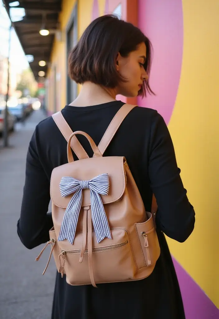 30+ Backpack Decoration Ideas That Make School Bags Cute and Unique - 10. Stylish Ribbons and Bows