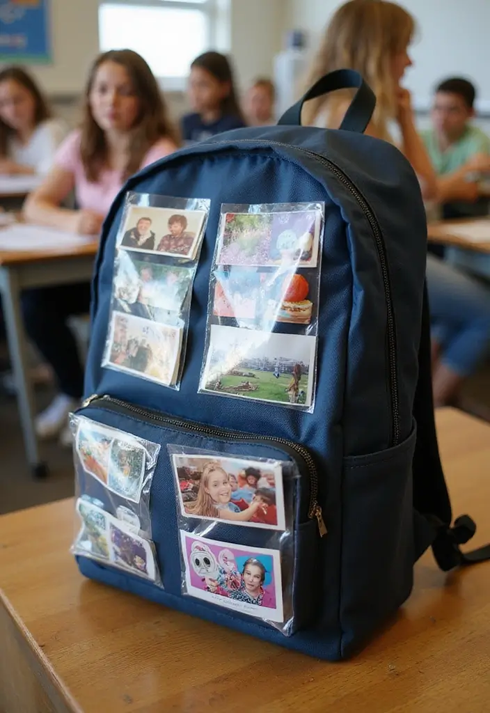 30+ Backpack Decoration Ideas That Make School Bags Cute and Unique - 12. Creative Snapshot Pockets