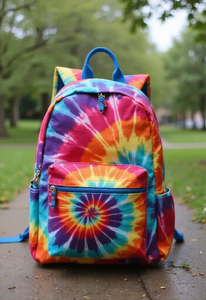 30+ Backpack Decoration Ideas That Make School Bags Cute and Unique - 19. Color Splash Tie-Dye