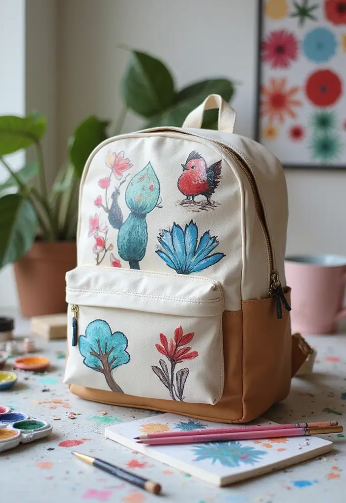 30+ Backpack Decoration Ideas That Make School Bags Cute and Unique - 25. Charming Hand-painted Designs